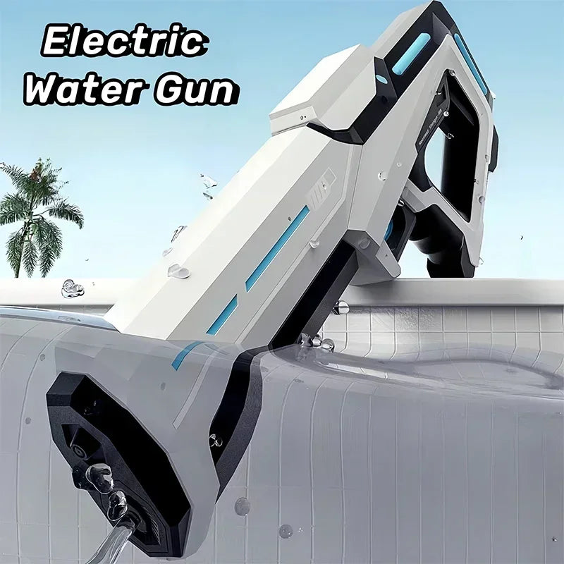 🔥🧩 Arma de Água Automática Elétrica com Sucção – Diversão na Praia e na Piscina! 🌊🚀